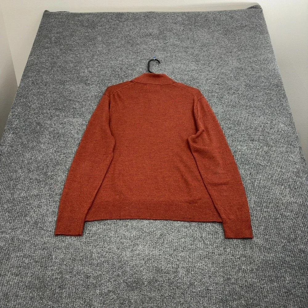 Banana Republic Sweater Mens L Orange‎ Merino Wool Quarter Zip Baruffa Casual